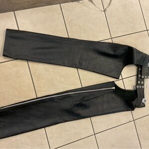 Edgy Black Leather Chaps with Silver Accents
